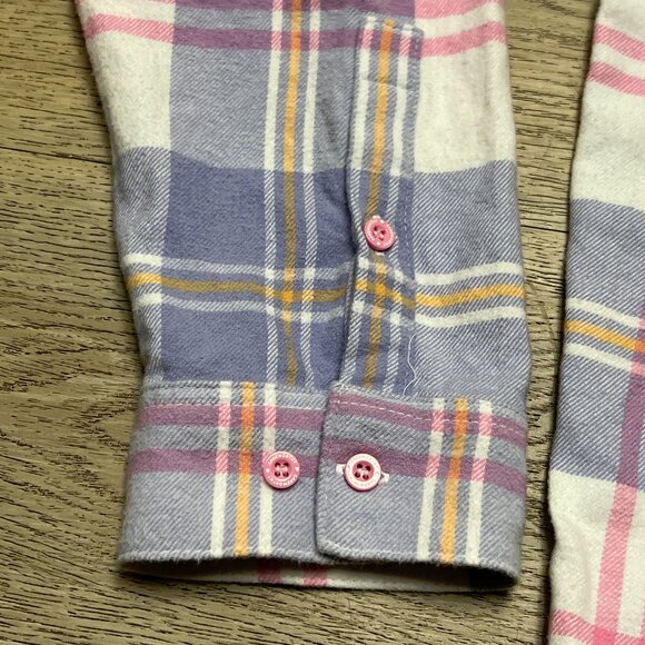 Cakeworthy x Disney Daisy Duck Flannel Shirt Womens Large White Purple Plaid - Picture 4 of 13